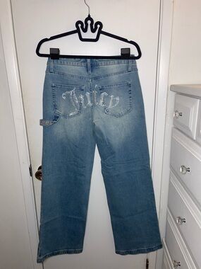 NWT Juicy Couture Light Blue Rhinestone 'Juicy' Flare Jeans